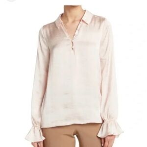 NWT PAIGE Resa Satin Pale Pink Blouse size Medium reg $179